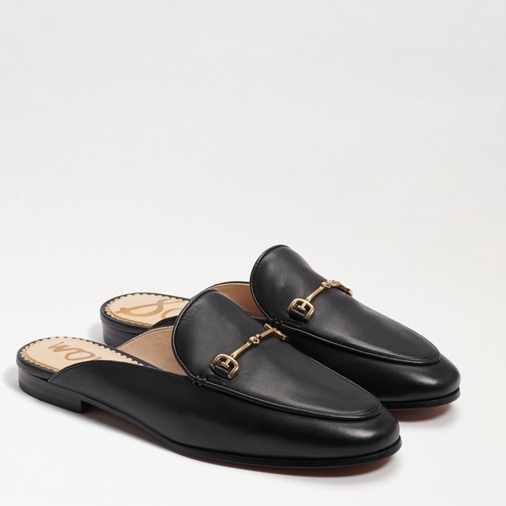 Sam Edelman LINNIE BIT MULE black leather with gold metal